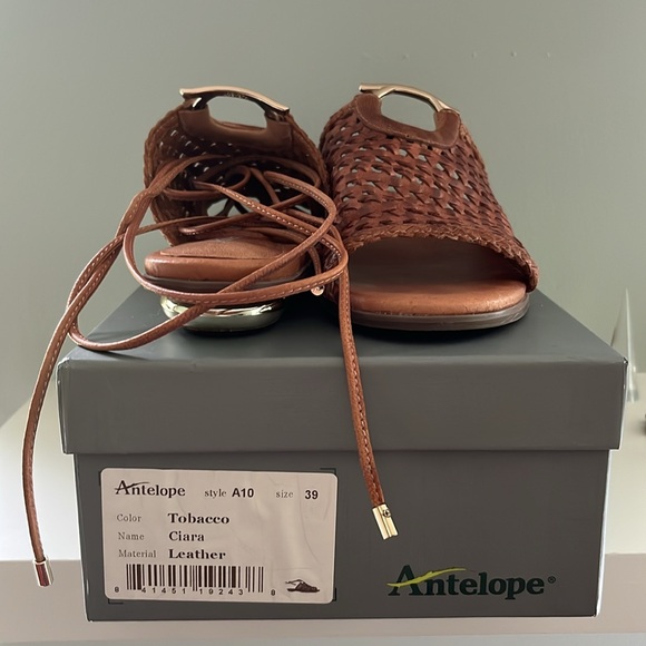 Antelope Ciara Ankle Wrapped Brown Leather Sandals - Picture 10 of 10